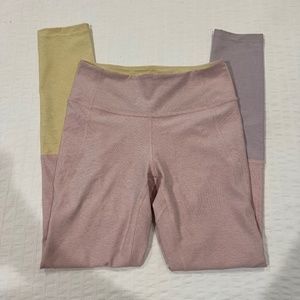 Outdoor Voices Pink Purple & Yellow Pastel Colorblock Leggings High Rise